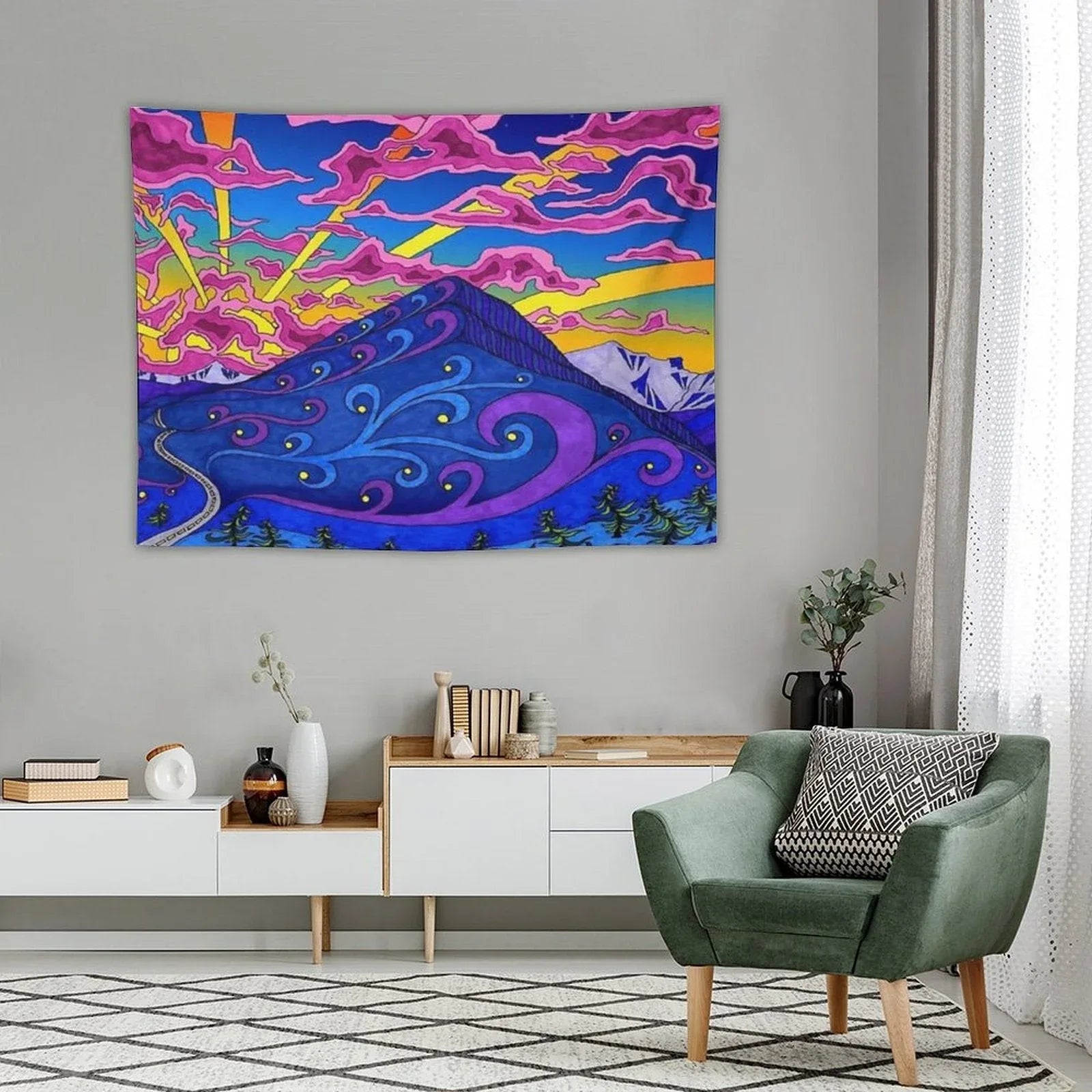 Psychedelic Landscape Tapestry