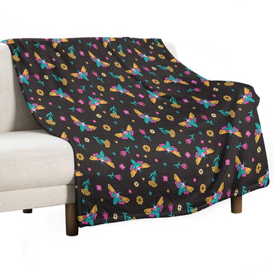 Death's Head Butterflies And Flowers Throw Blanket