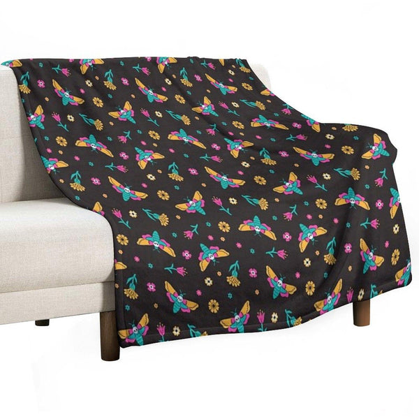 Death's Head Butterflies And Flowers Throw Blanket
