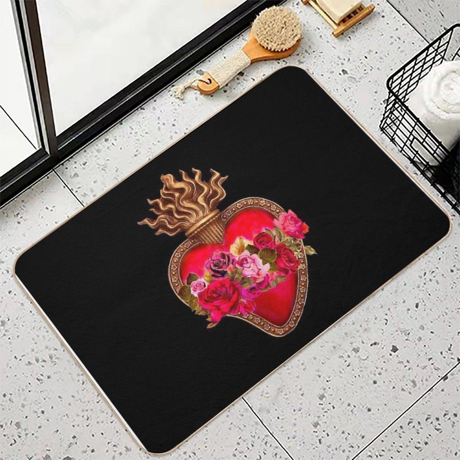 Red Immaculate Heart - Sacred Heart Bath Mat