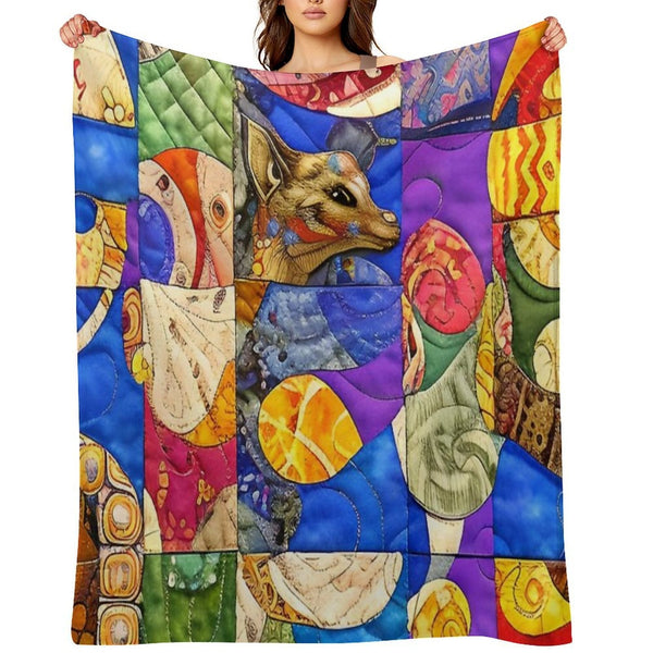 Faux Quilt Tile Pattern Compact Throw Blanket