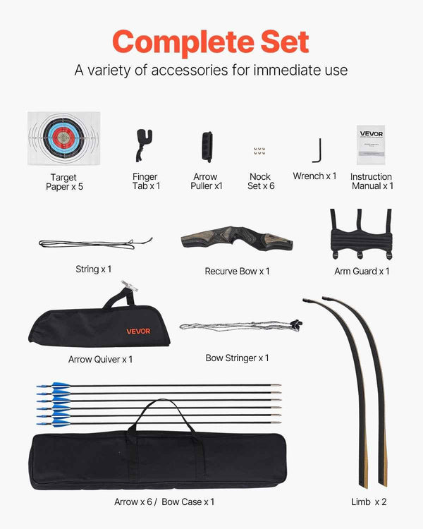 Recurve Bow And Arrows Kit, 60 Inch Wooden Takedown Bows, Right Handed Ergonomic Archery Recurve Bow Package, Longbow For Outdoor Target Training Practice Hunting, Beginners To Advanced, 35 Lbs