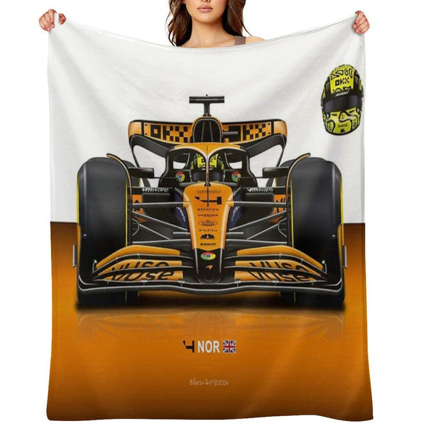 Many Lando Norris Items 2024 Formula 1 McLaren Racing Car Throw Blanket