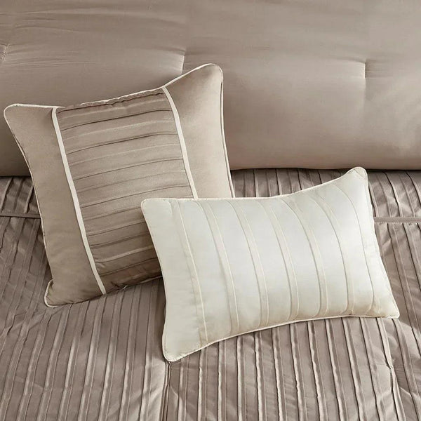 Trinity 7 Piece Polyester Charmeuse Comforter Set - Traupe - Gifts for You 'n Me