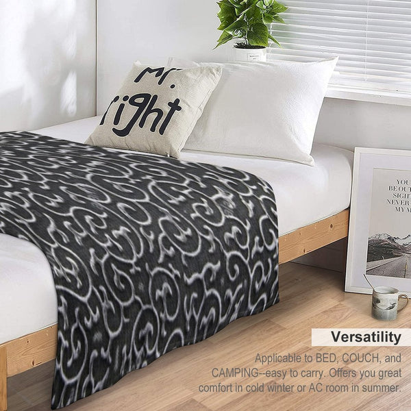 Fabric Design with Black Background Sustainable Throw Blanket