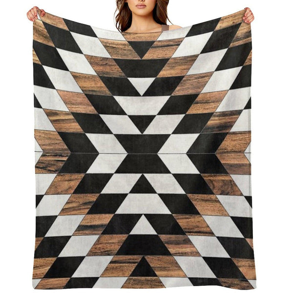Urban Tribal Pattern No.13 - Aztec - Concrete And Wood Throw Blanket