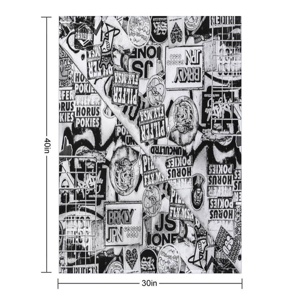 Black And White Urban Collage Print Shrink-resistant Throw Blanket