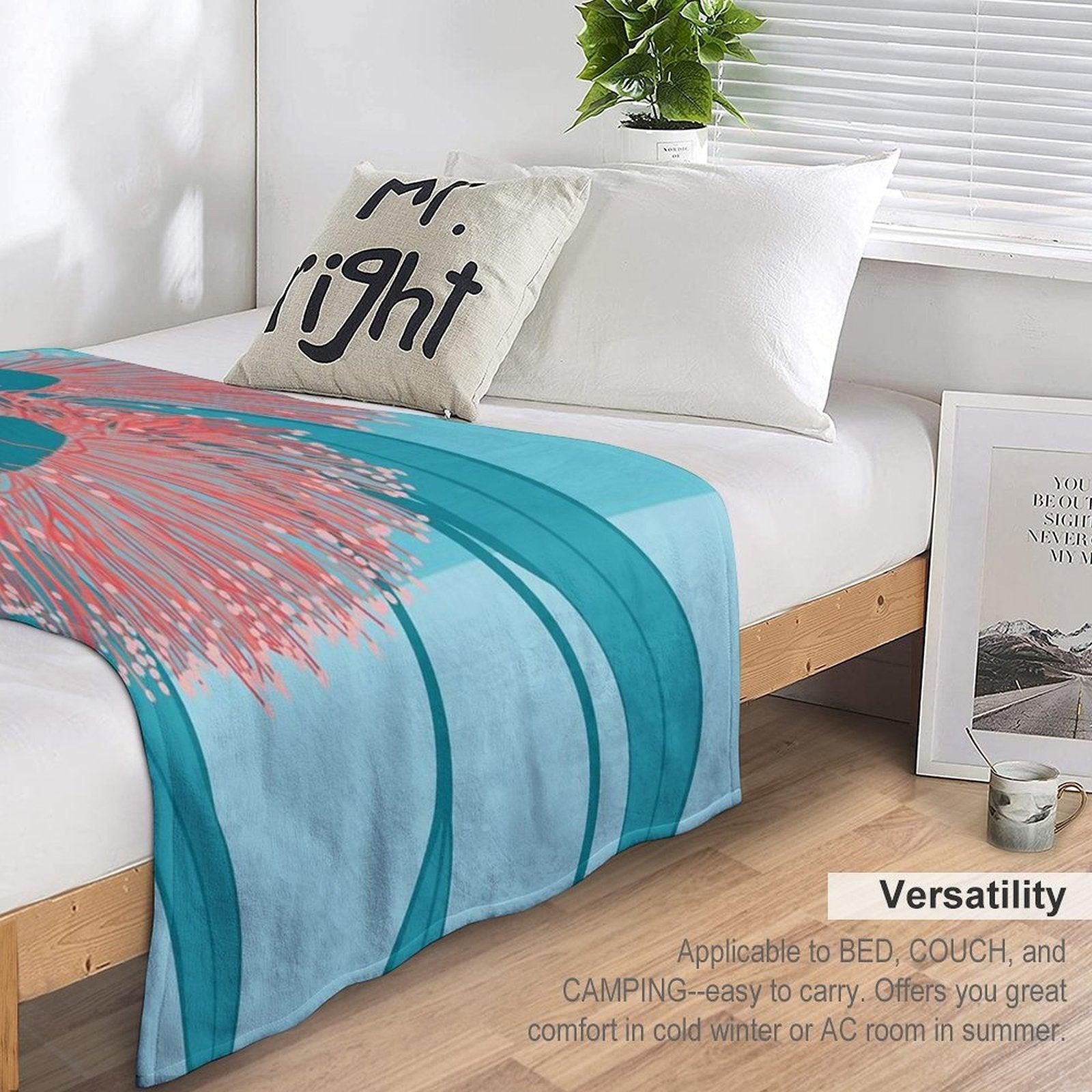 Gum Blossom Eucalyptus Pink Blue Throw Blanket