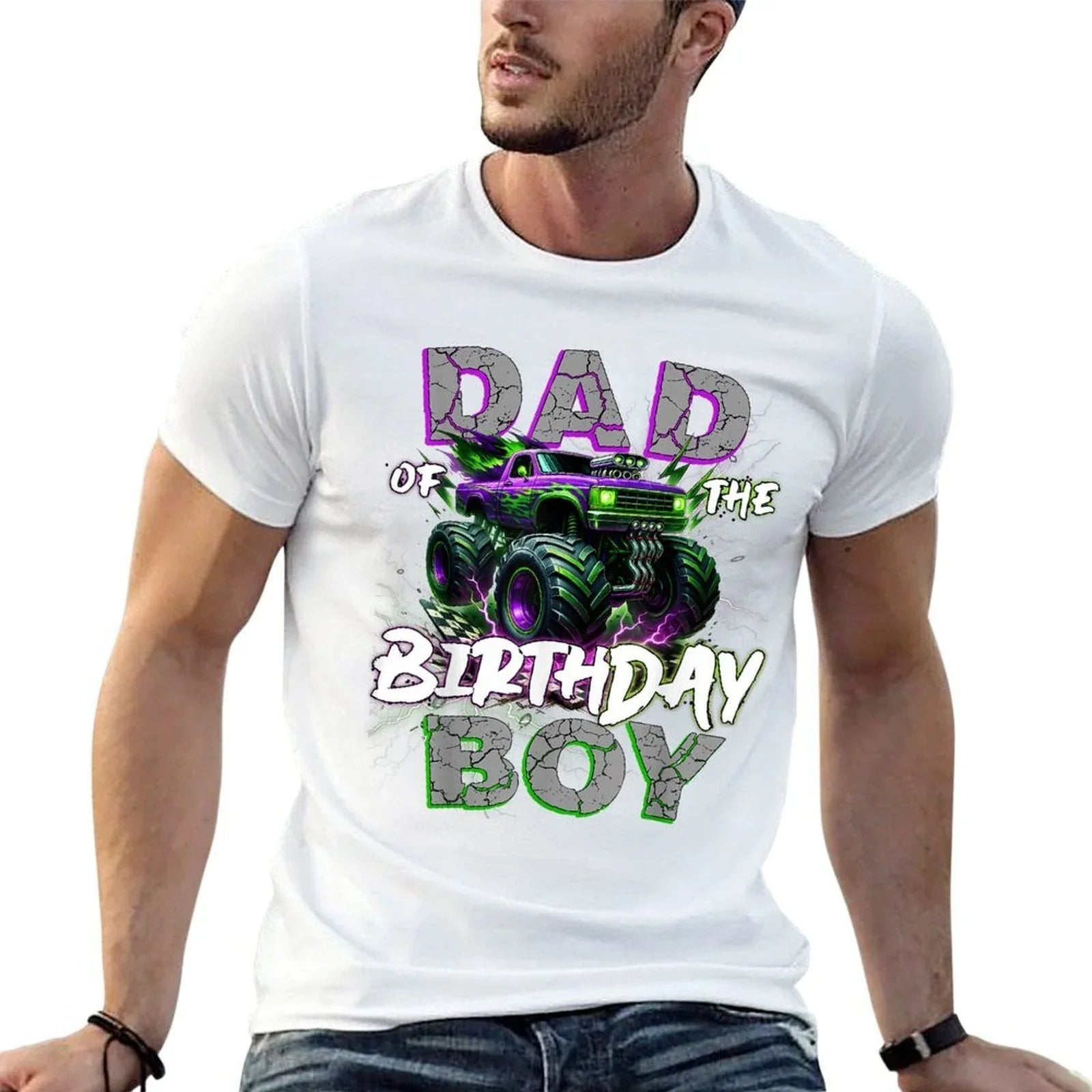 Dad Of The Birthday Monster Truck Family Matching Party  Wrinkle-resistant T-Shirt