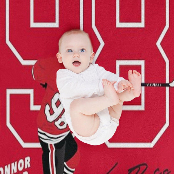 Connor Bedard Blackhawks #98 Signature Art Throw Blanket