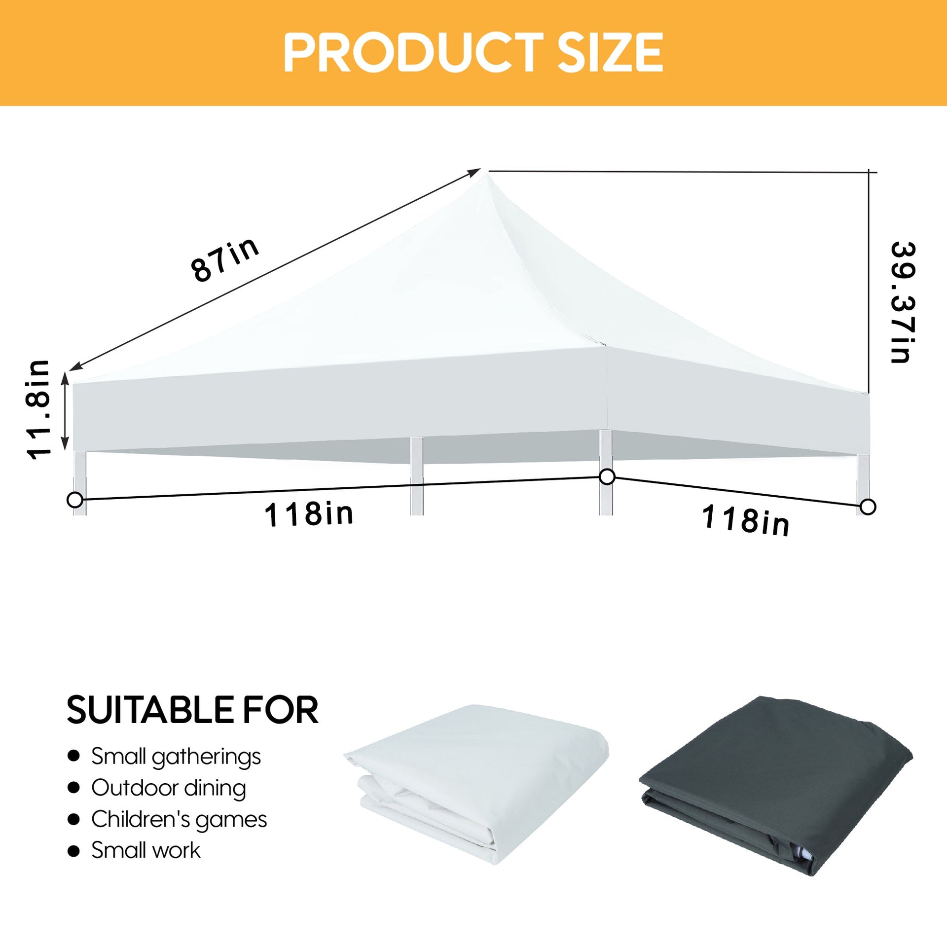 10 x 10 ft Canopy Replacement Top with 4-Pack Weight Bags, Pop Up Tent Cover Only, Frame Not Included, White