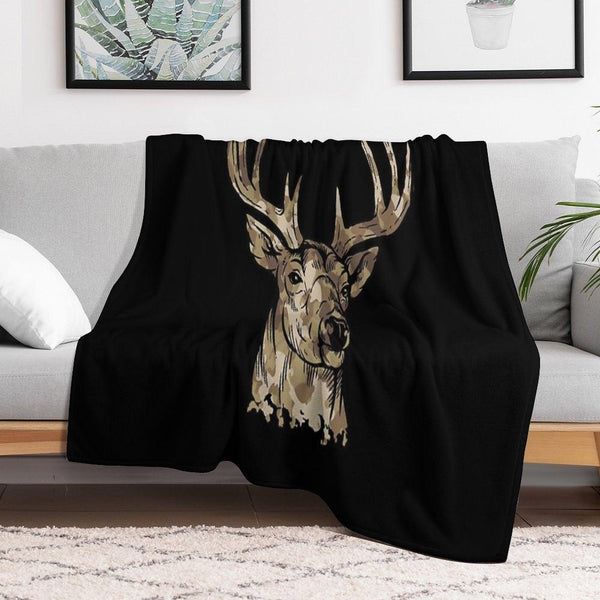 Deer Gear for Hunters - Camo Whitetail Buck Product Throw Blanket