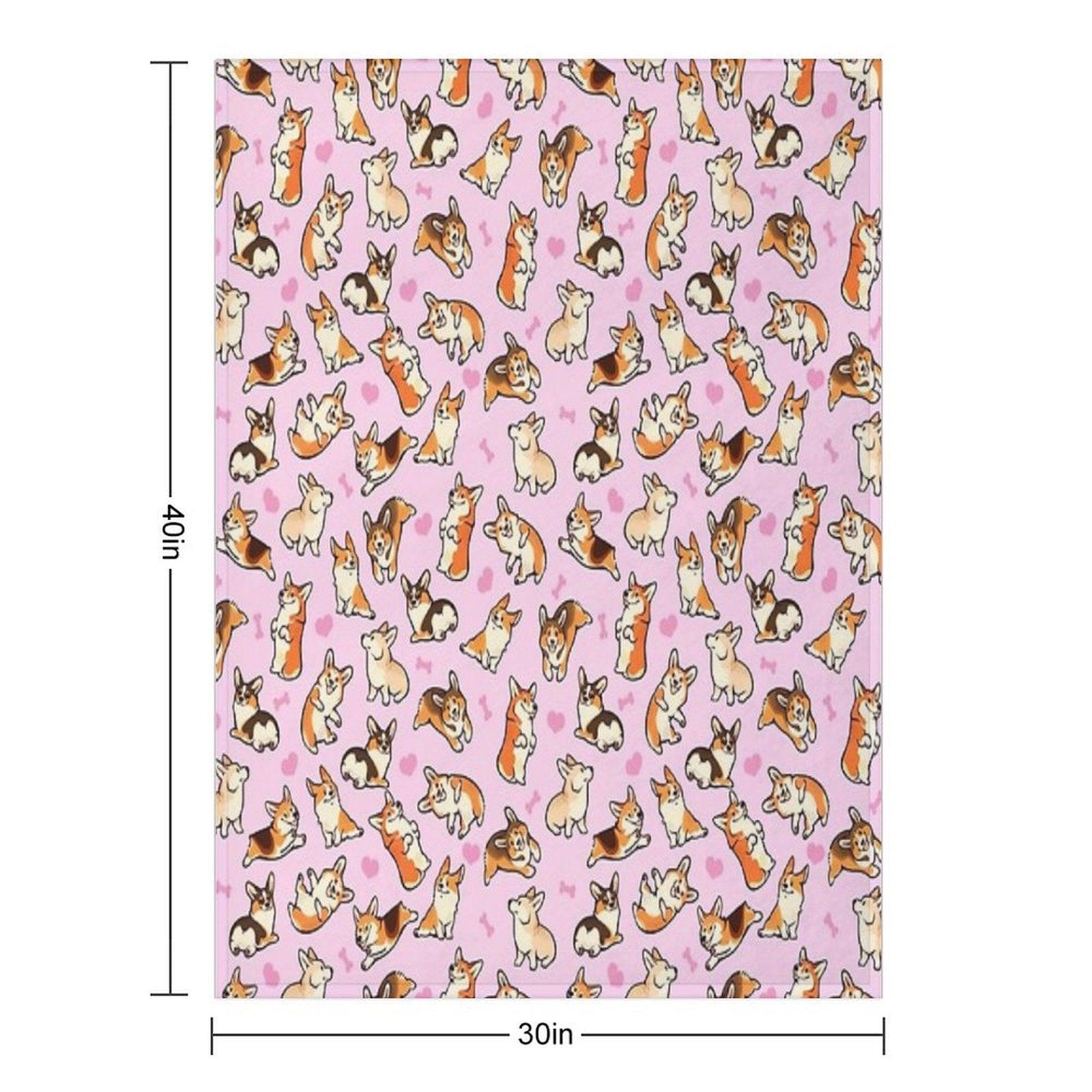Lovey Corgis in Pink Throw Blanket