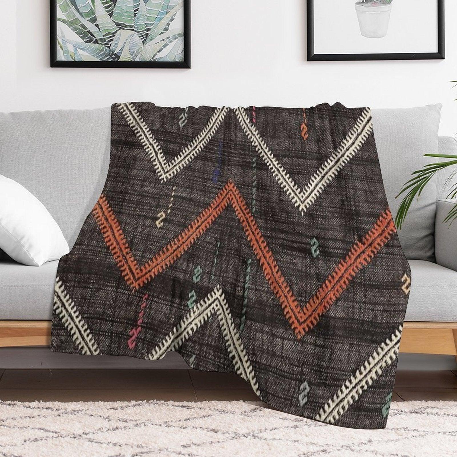 Old Kilim Fragment Throw Blanket
