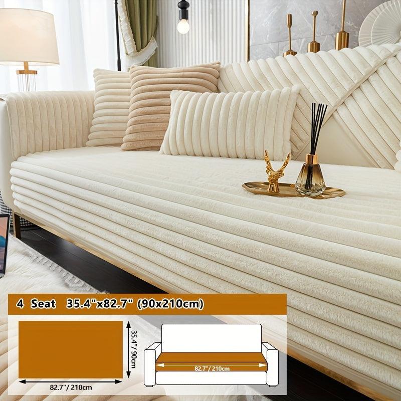 Luxurious Rabbit Fur Sofa Slipcover | Non-Slip Light Grey for dog use