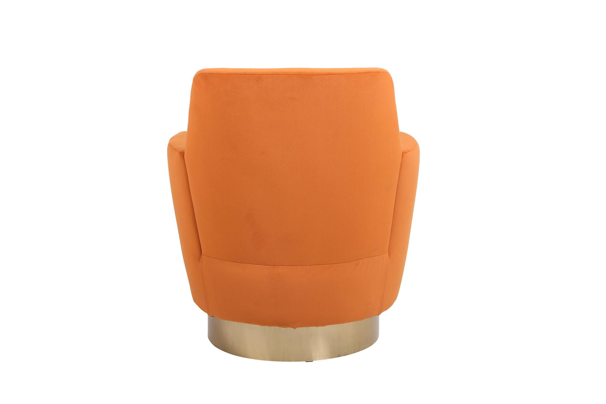 Orange Velvet Swivel Barrel Chair