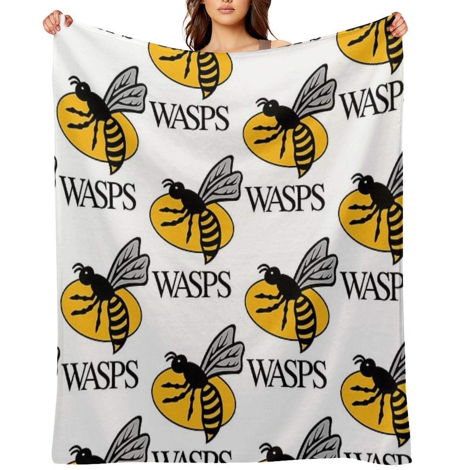 Wasps Rugby Logo Easy Care Throw Blanket