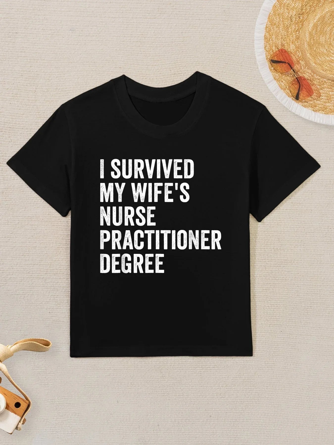 I Survived My Wife's Nurse Practitioner Degree Graduation Kids T-Shirt