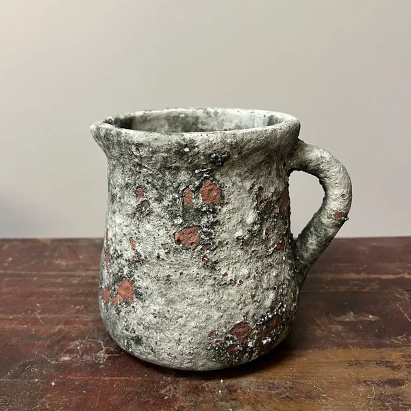 Cement Rustic Floral Jar