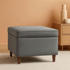 24 Inch Gray Fabric Hidden Storage Ottoman With Hinged Lid