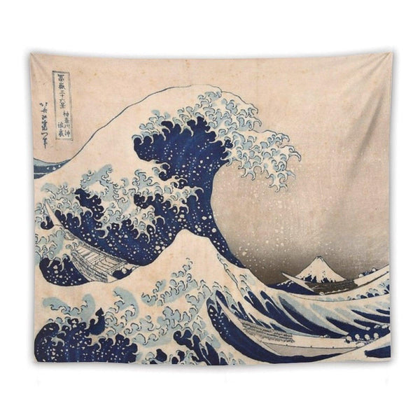Classic Japanese Great Wave Off Kanagawa by Hokusai Wall Tapestry Traditional Version HD High Quality Tapestry