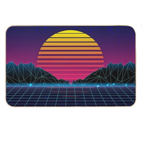 Future Synthwave Aesthetics Bath Mat