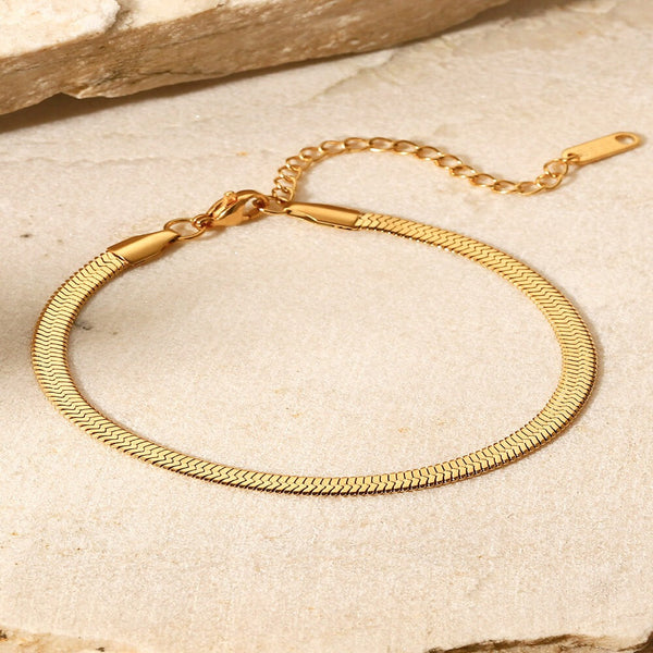 Gold Herringbone Snake Chain Bracelet