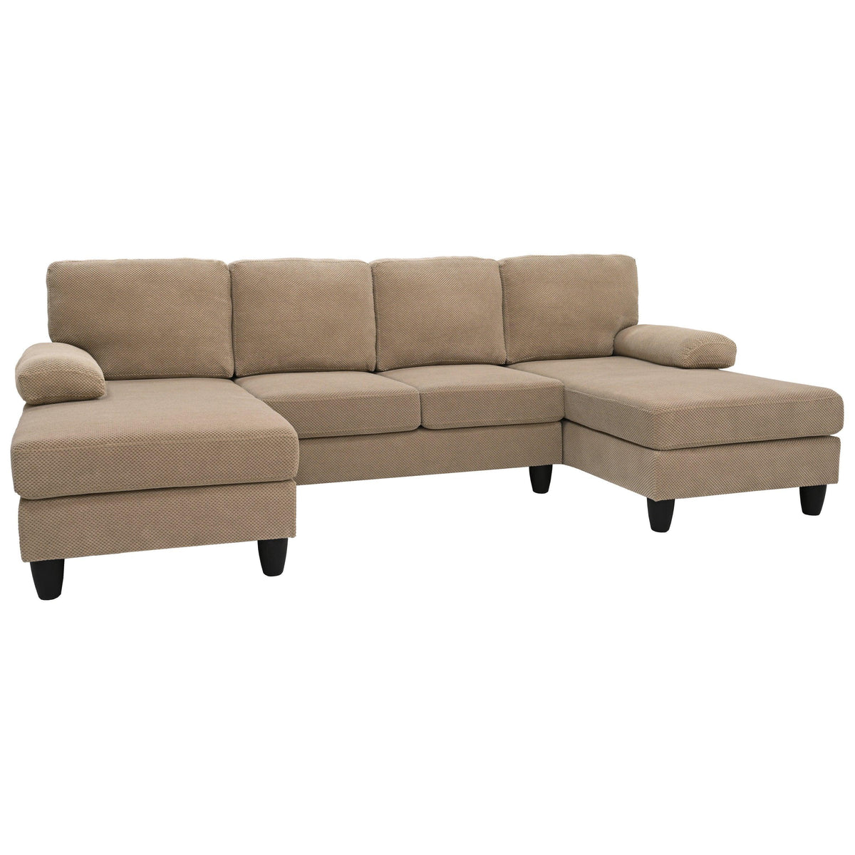 Modern Camel U-Shaped Sectional Sofa with Deep Seats & Plush Cushion Arms