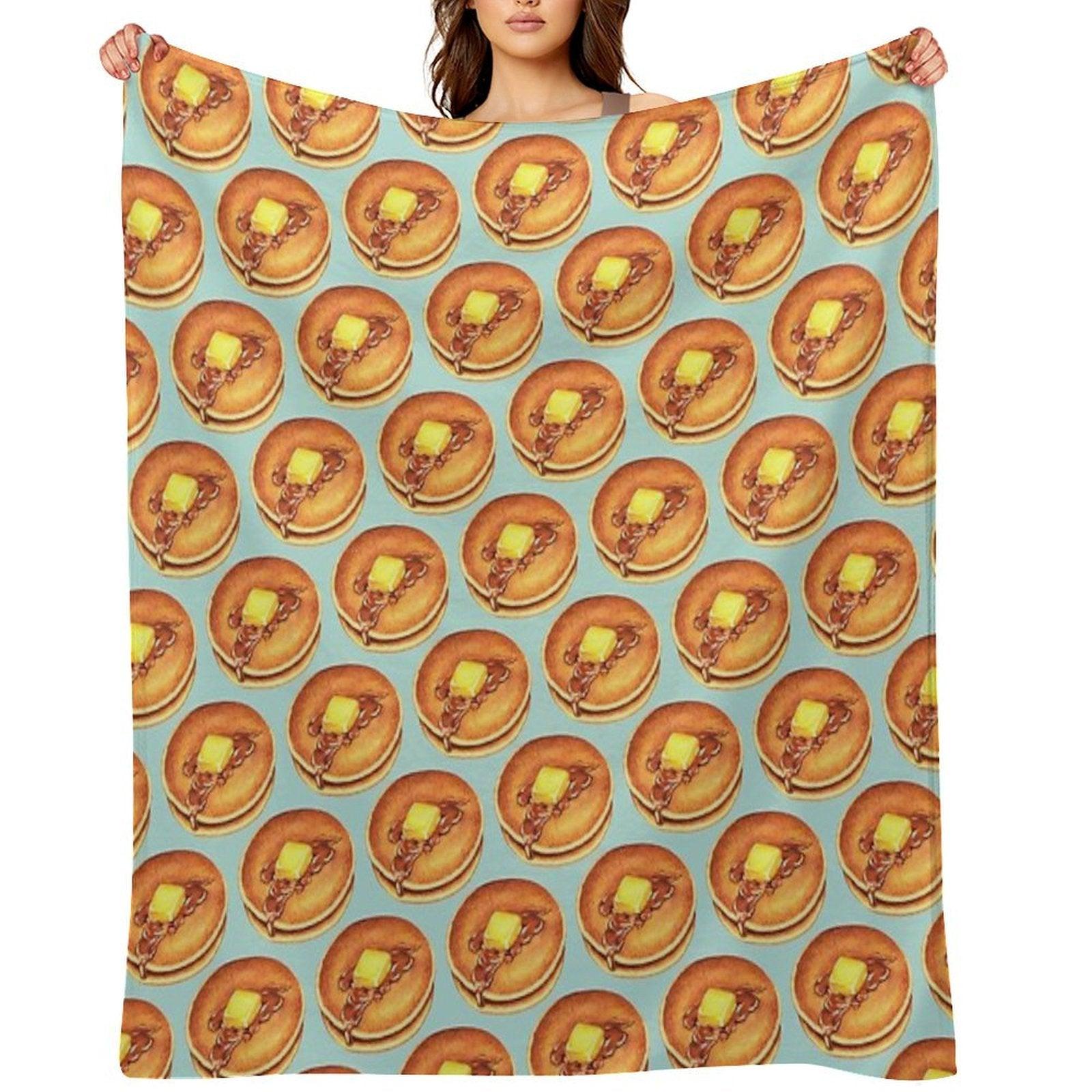 Pancakes Pattern - Blue Throw Blanket