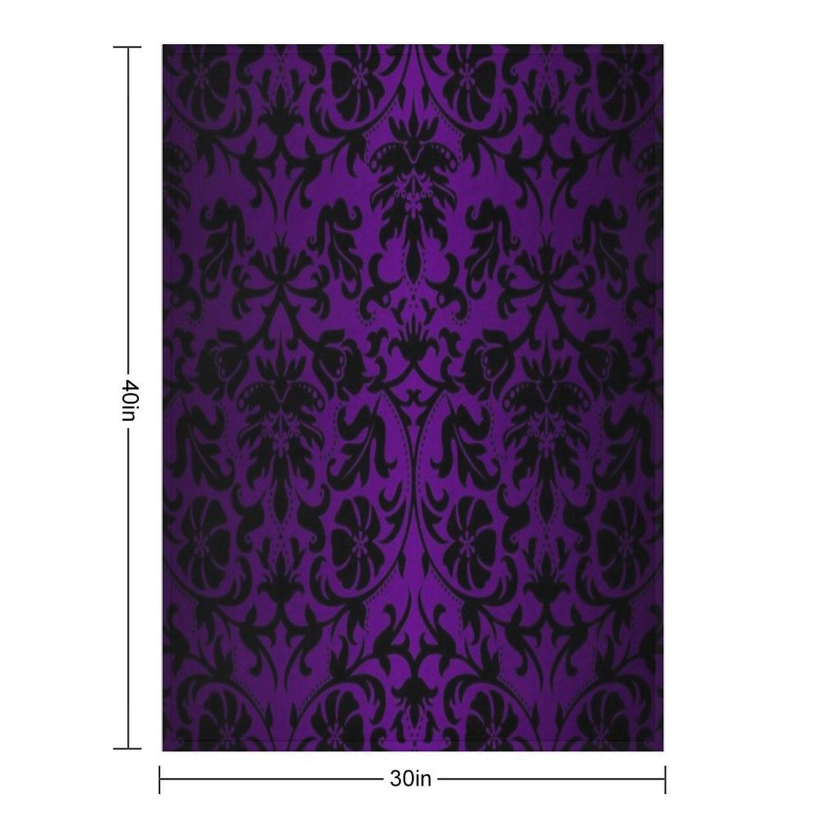 Purple And Black Damask Pattern Design Throw Blanket