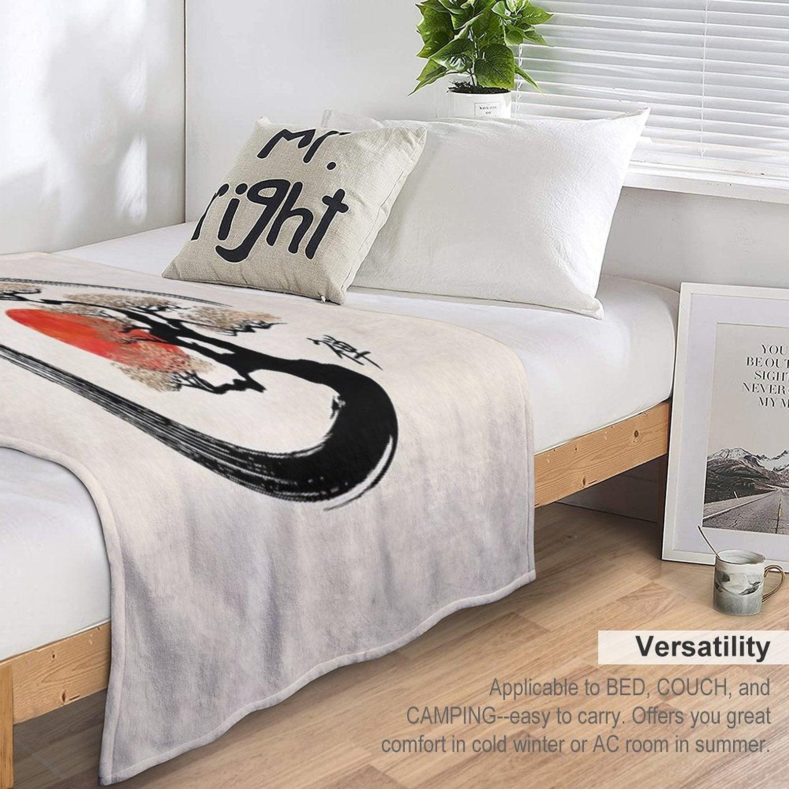 Enso Circle And Bonsai Tree on Canvas Throw Blanket