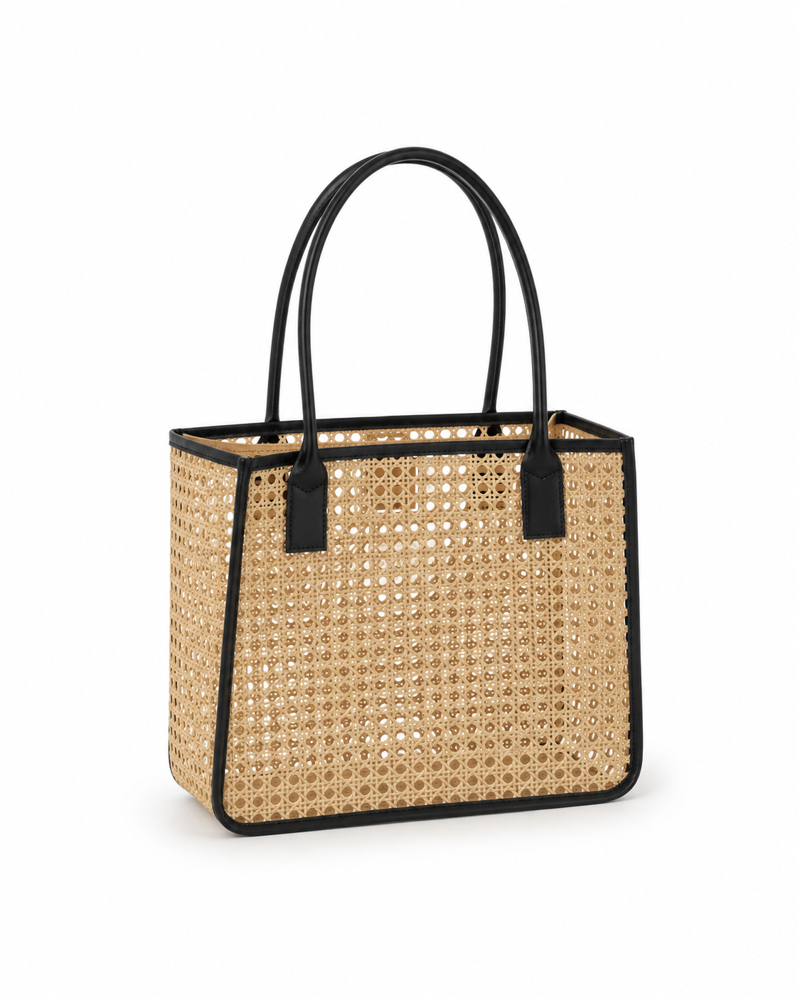 Citra Leather and Rattan Tote Bag