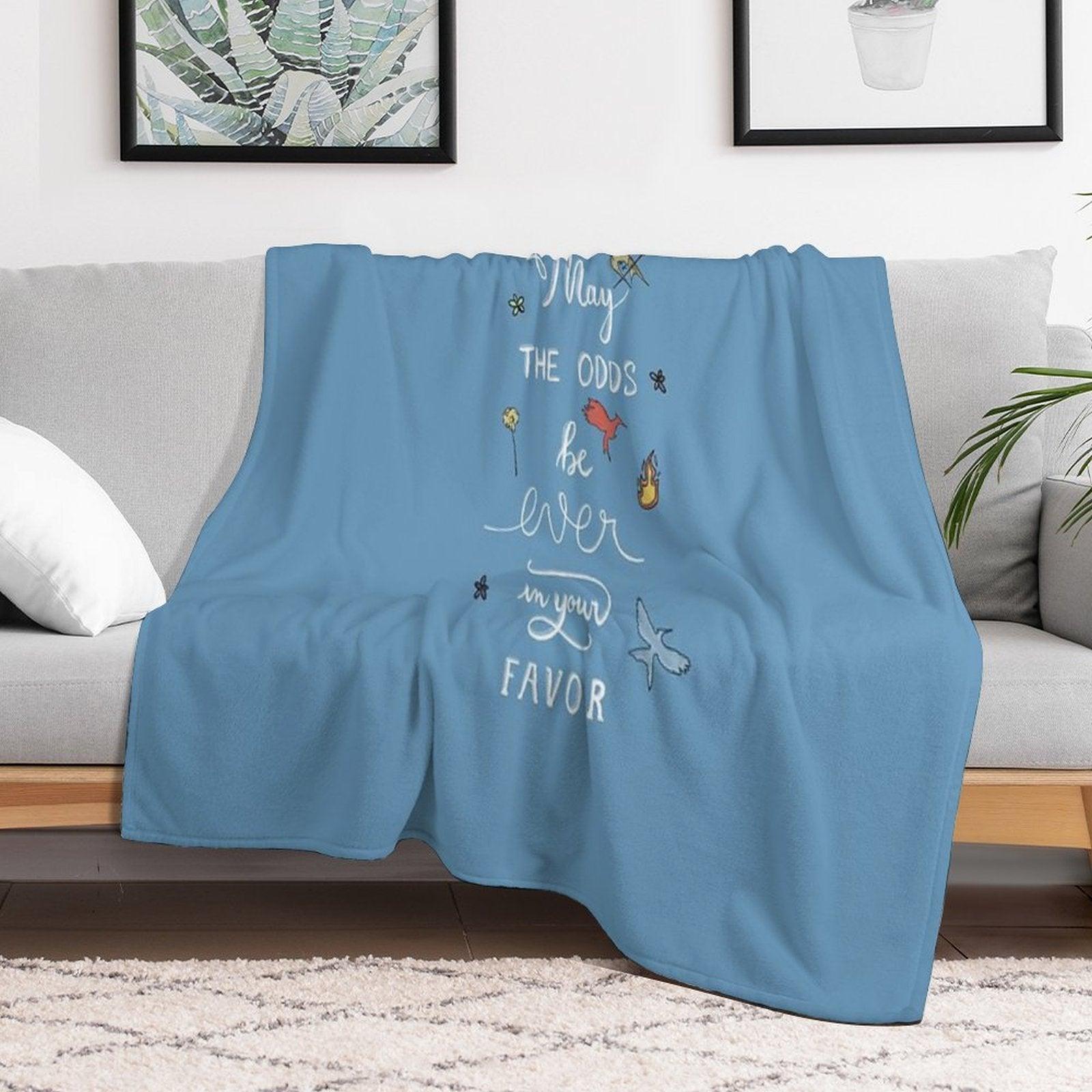 Hunger Games Quality Calligraphy - Black Version - Blue Throw Blanket
