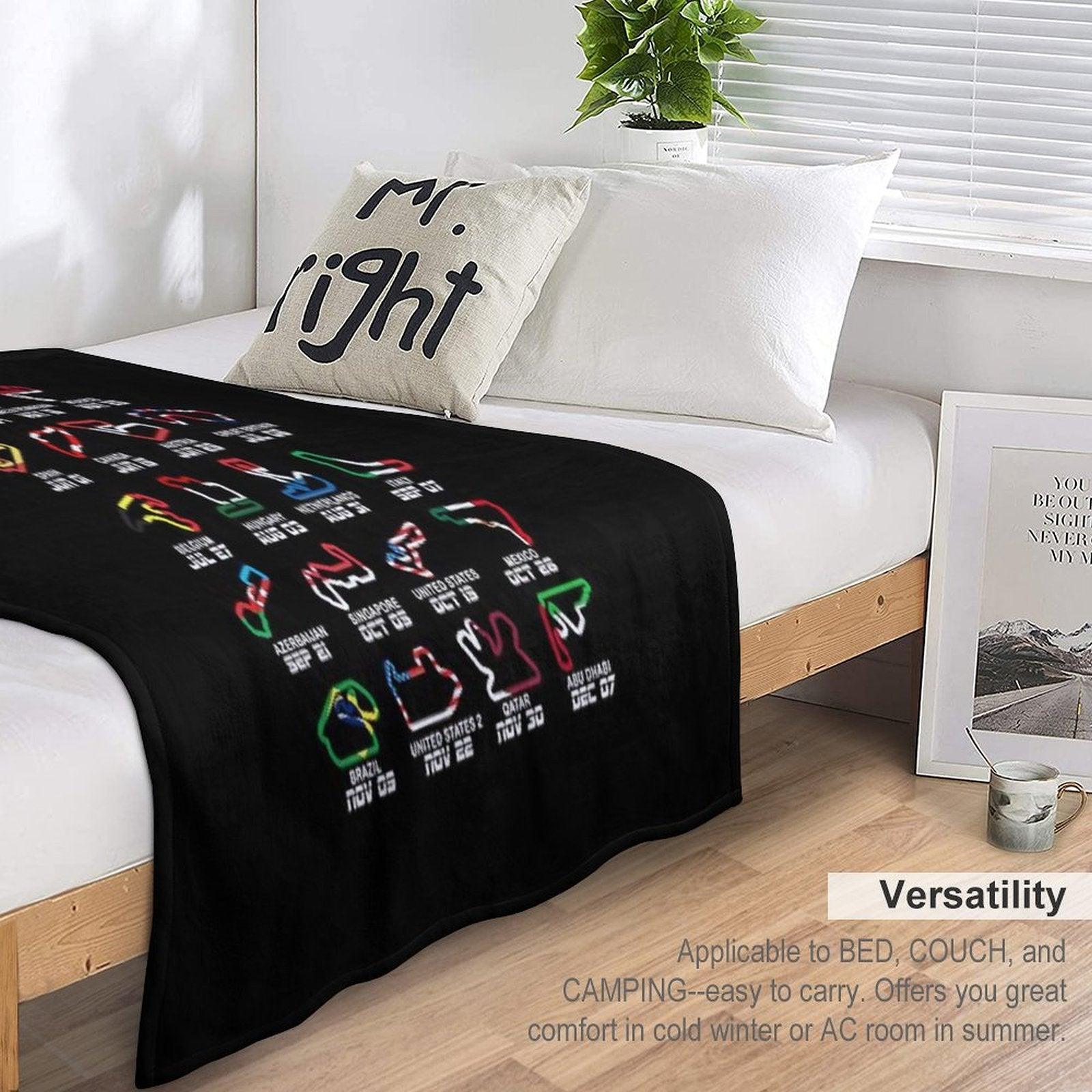 Calendar Formula Race Cars 2025 Circuits Colors Throw Blanket