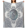 Ornate Baroque Metallic Blue Greek Meander Quick-dry Throw Blanket