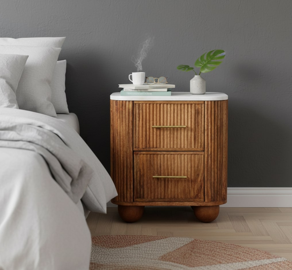 Artisan Furniture Solid Wood Aurora Marble Bedside