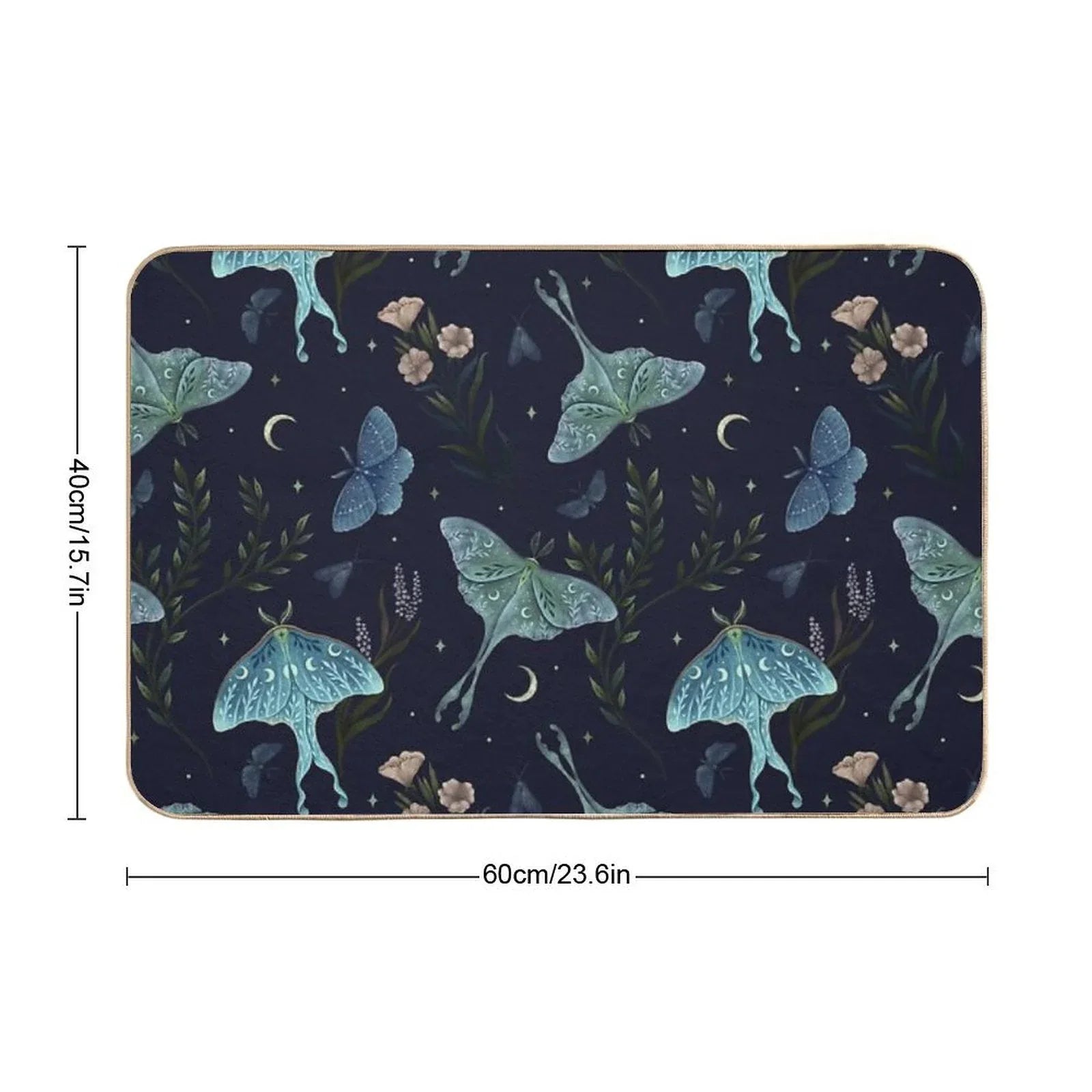Luna Moth Pattern  Toxin-Free Bath Mat