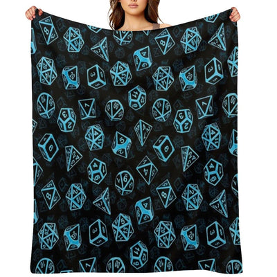 D20 Dice Set Pattern (Blue) Throw Blanket