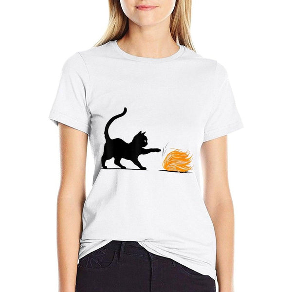 Funny Cat Playing With Trump Hair  Soft T-Shirt
