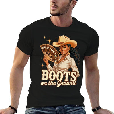 Boots On Ground Juneteenth Melanin Cowgirl Western Rodeo  Versatile T-Shirt