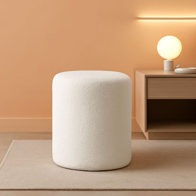 Round Velveteen Upholstered Ottoman With Padded Seat