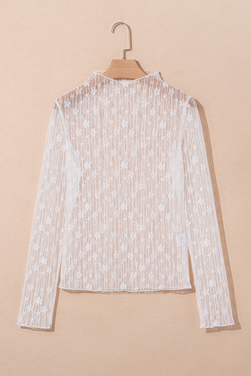 Adalynn Sheer Floral Lace Long Sleeve Top Threaded Pear