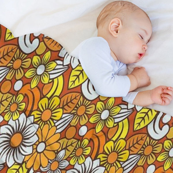 Retro 70s Flower Pattern Comfort Throw Blanket
