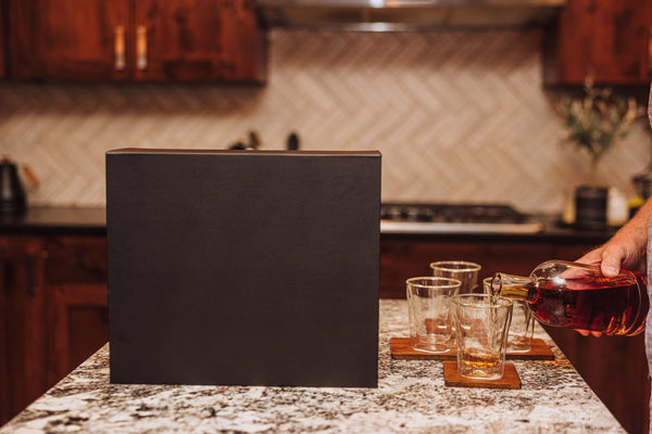 Ambassador Whiskey Box with Decanter and 4 Lowball Glasses Picnic Time Family of Brands