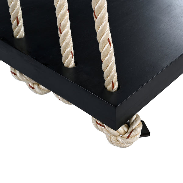 Patio Wooden Swing Chair Hanging Porch Swing Bench with Cushion & Pillows