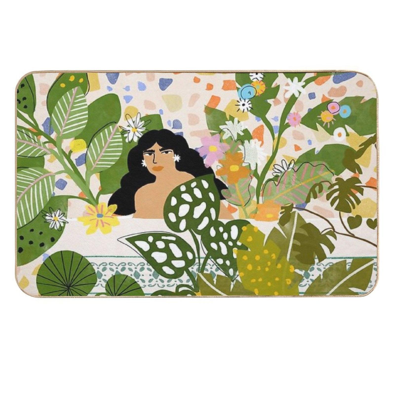 Bathing with Plants  Fade-Resistant Bath Mat