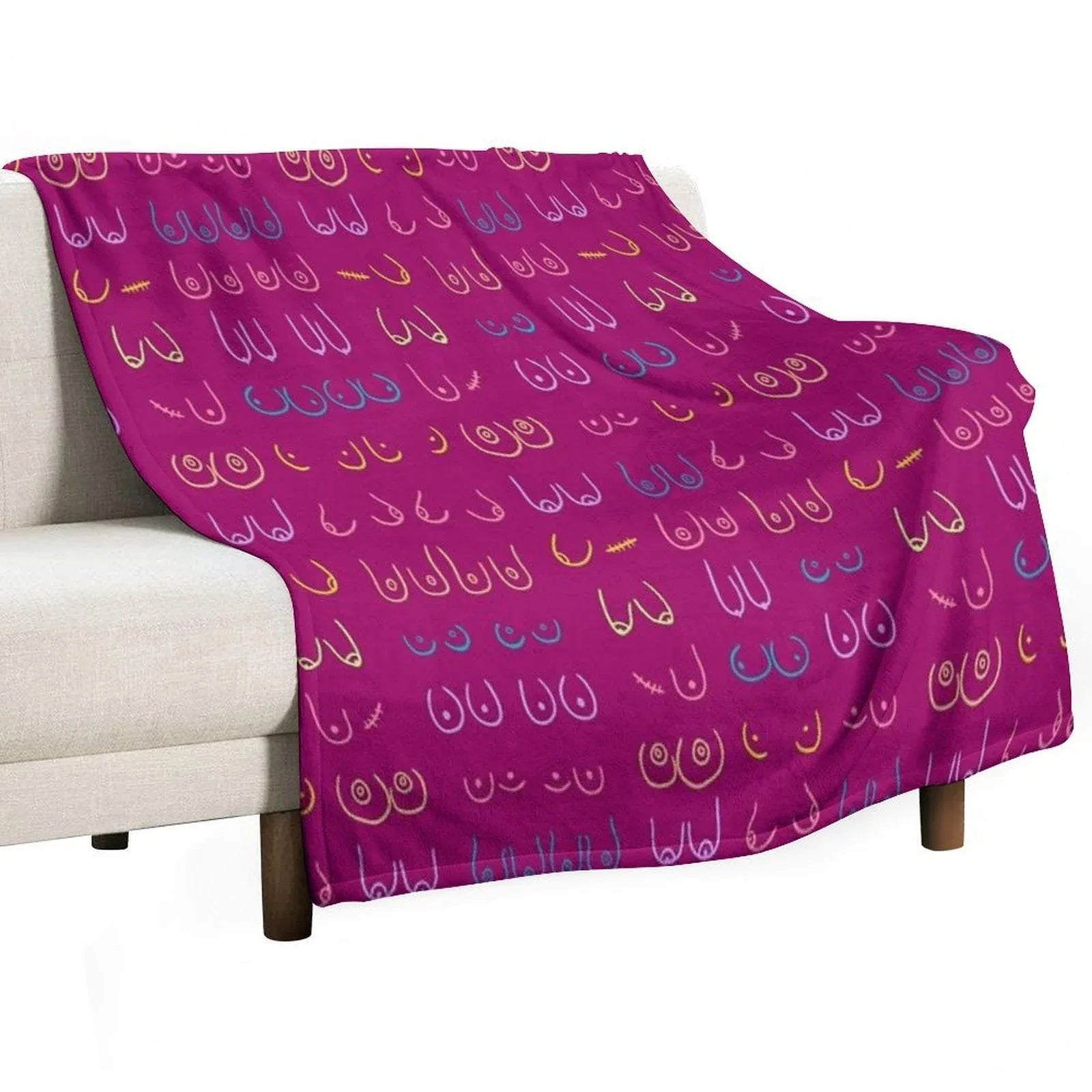 BOOBIES PASTEL PATTERN PINK Throw Blanket