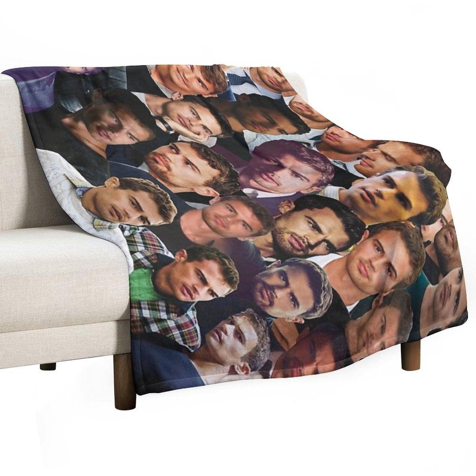 Theo James Photo Collage Throw Blanket