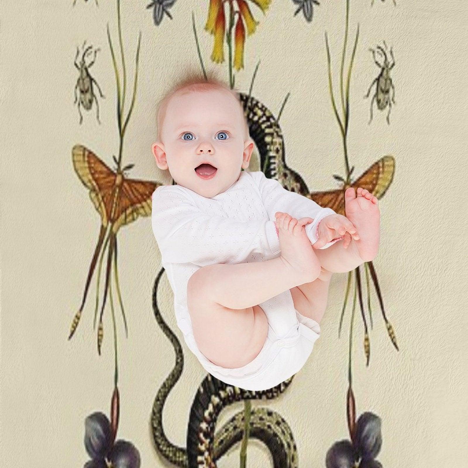 Snake, Swallowtail, & Wildflowers III Throw Blanket