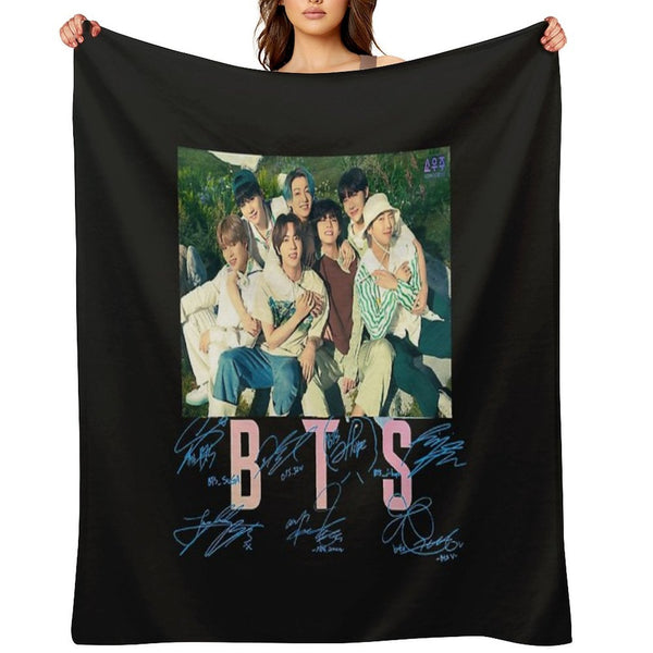 BTS Group Sign Travel-friendly Throw Blanket
